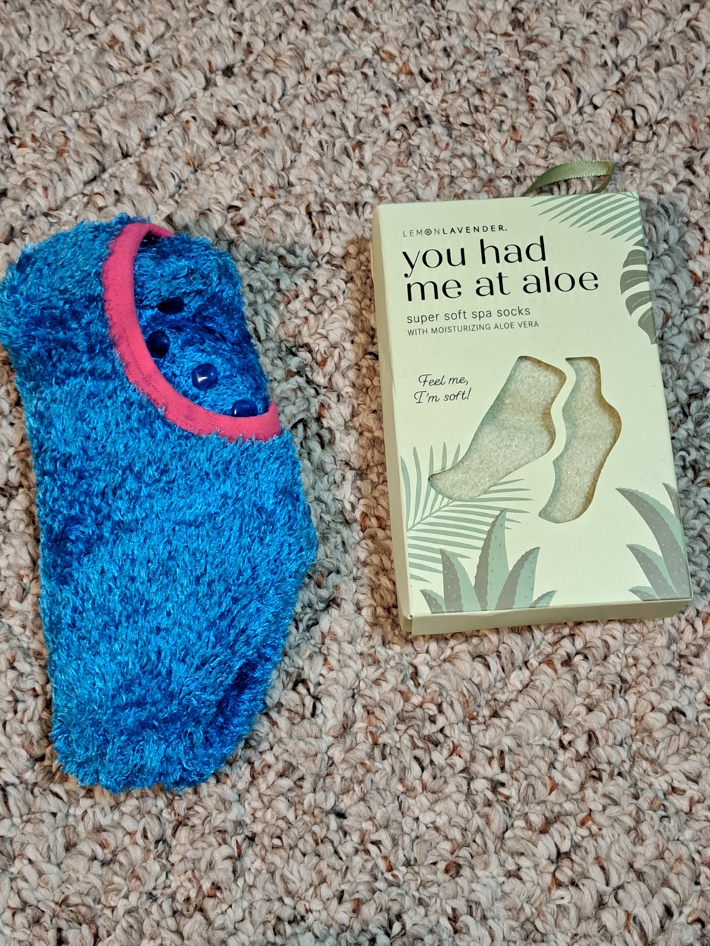 You Had Me At Aloe Spa Socks and Fuzzy Blue Sock Bundle